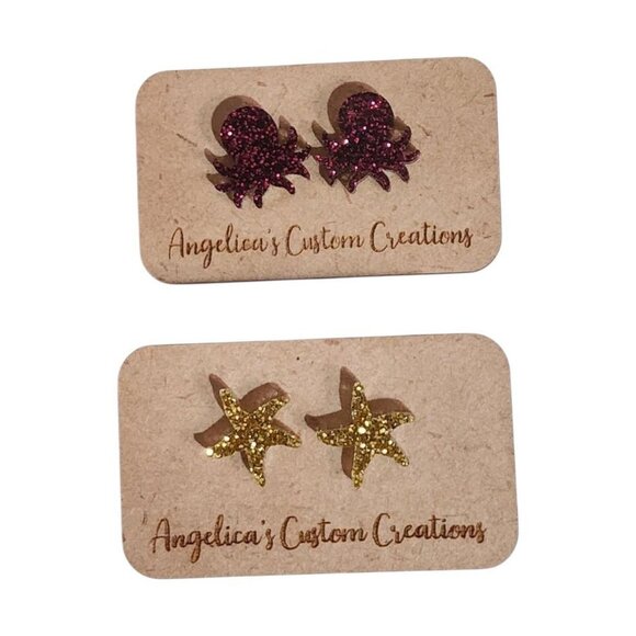 Sea Sparkle Acrylic Stud Set - Black/Gold - Picture 1 of 1